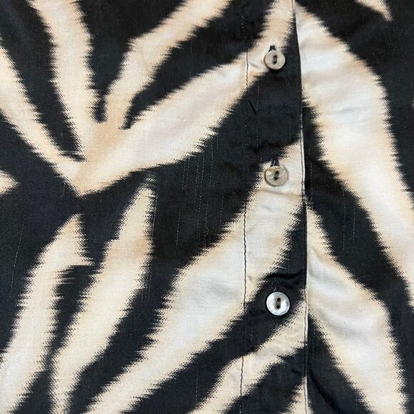 Cino Zebra Print Satin Button Up Shirt Size Medium Roll Tab Sleeve Maximalist - Picture 10 of 10